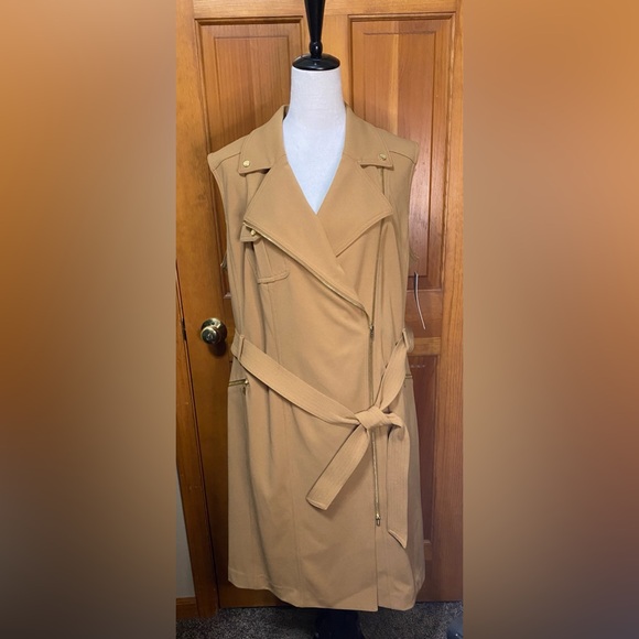 NWT Calvin Klein Plus Size Tie Waist Moto Dress - Picture 3 of 6